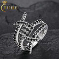 Luxury Mens Party Jewelry Fashion Adjustable White Gold 925 Sterling Silver VVS Black Moissanite Diamond Iced Out Thorns Ring