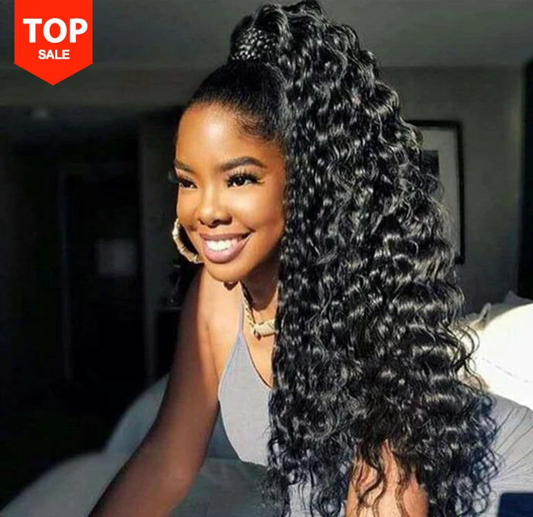 Ponytail Wholesale 100% Cambodian Virgin Human Hair Long Body Wave Curly Ponytail Extension
