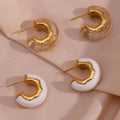 Ins Fashion Simple Stainless Steel Earrings Jewelry Gold Plated C Shape Thick Acrylic Chunky Earrings Gifts