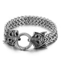 Stainless Steel Fashion Animal Jewelry Silver Multi Link Chain Man Wolf Bracelet Personalized Viking Chunky Silver Bracelet