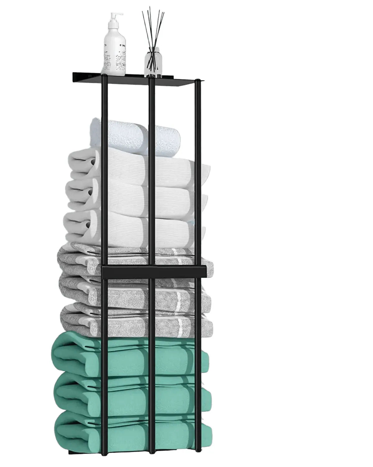 Bathroom Drying Bath Towel Rack with Hooks Multifunctional Disassembly Hanger Folding Shelf Hook Bathroom Storage Shelf