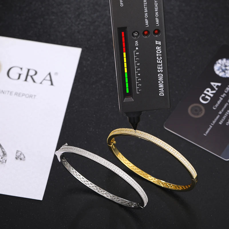 Fashion Famous Brand 925 Sterling Silver VVS Moissanite Iced Out Screwdriver Screw Lover Brand Bangle Bracelet for Men Women