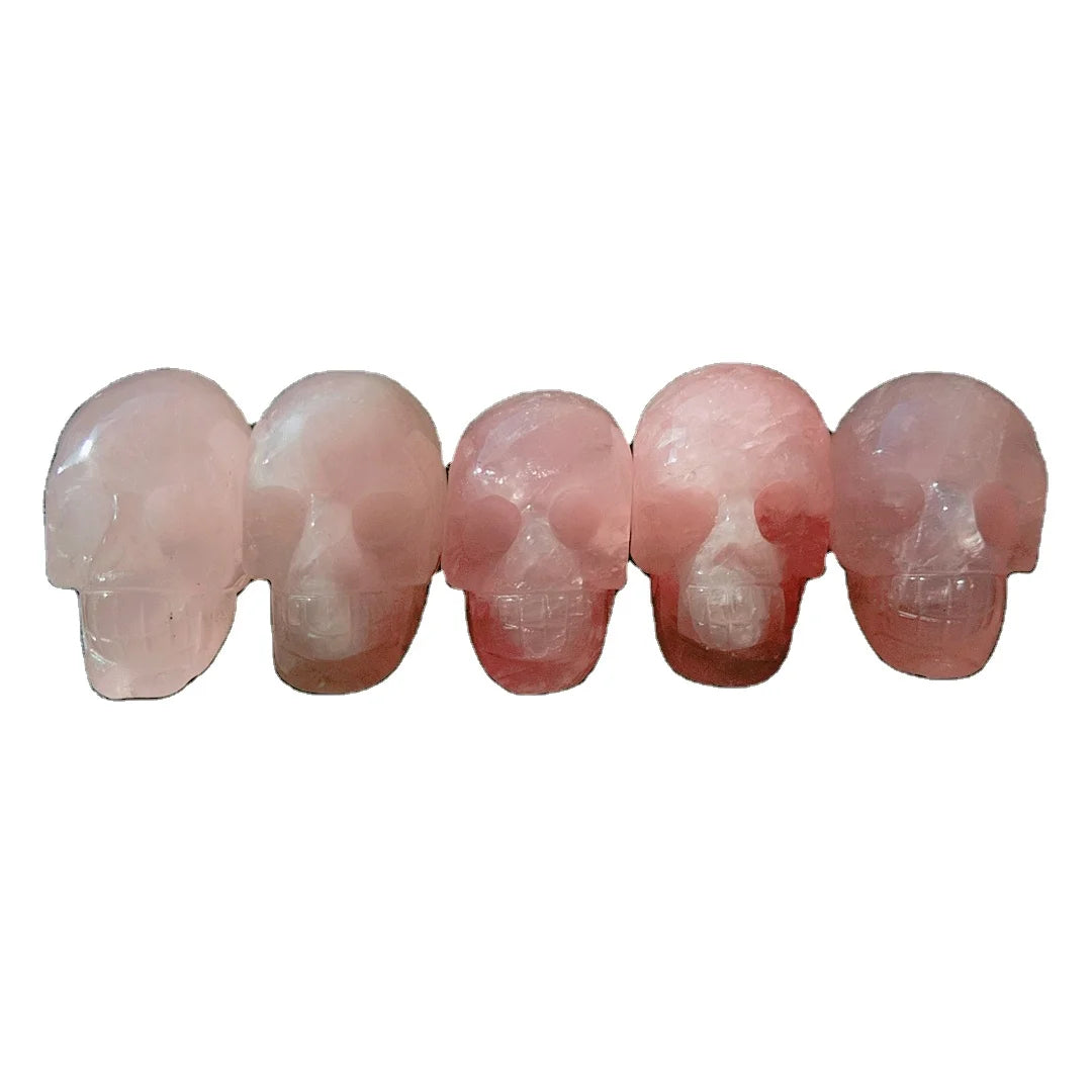 Huiying 2 inch rose quartz natural carved stone healing stone skulls Crafts