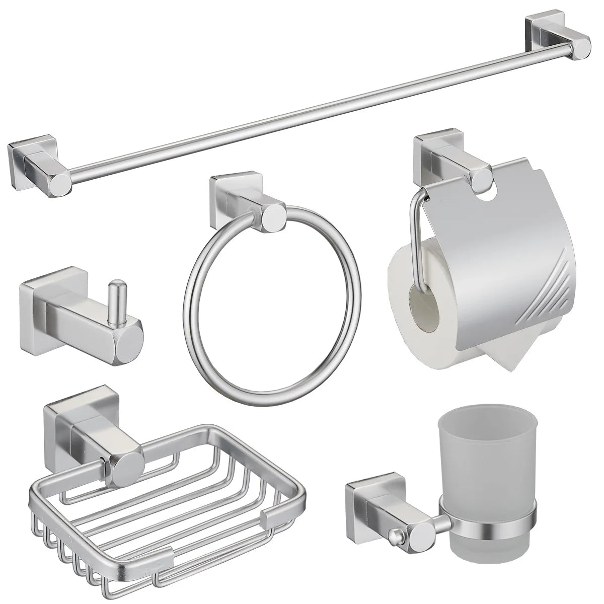 Polished Solid Zinc Alloy Pendant Set Shower Room Wall Mounted Stainless Steel Bathroom Hardware Accessories Set