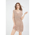 Women's Crochet Bathing Suit Coverup Knitted Midi Knitted Dress with Hollow Out Batwing Sleeve Casual Vacation Style