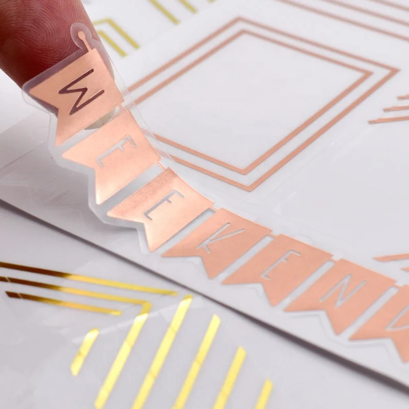 Personalized Custom Self Adhesive Shiny Gold Foil Journal Planner Sheet Stickers