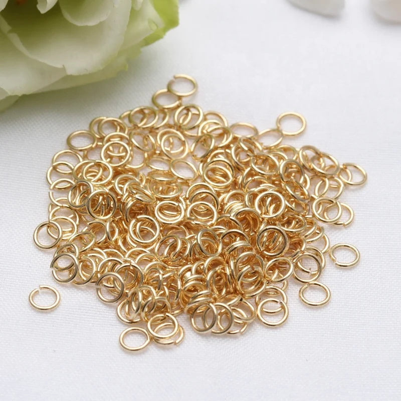 3/4/5/6/7/8mm Open Jump Ring Necklace for Jewelry Making Connector 14K Gold Plated Brass Flat Open Single Loops Jump Rings