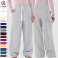 Custom Womens New Arrivals Winter Streetwear Windproof Eco-Friendly Thermal Mid Wide Leg Cotton Baggy Jogger Sweatpants