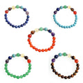 Natural Gemstone Hamsa Hand Beaded Stretch Bracelet Eye Charms Pendant 8mm Stone Protection Healing Crystal Stretch Beaded