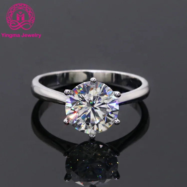 Classic 6 Claws D White VVS 9K/10K/14K/18K Solid Gold Moissanite Diamond Ring  1ct 2carat  18K Gold Moissanite Ring for Wedding