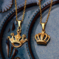 Wholesale 316L Stainless Steel Jewelry Dainty Necklace 18k Gold Plated King Queen Crown Pendant Mens Necklace Graduation Gifts