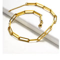 Real 18K Gold Plated Stainless Steel Chunky Link Chain Paper Clip Chain Necklace