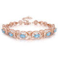 YBO Adjustable 18K Rose Gold Plated Charm Bracelet with Natural Topaz Stone for Women Wedding & Party Gift
