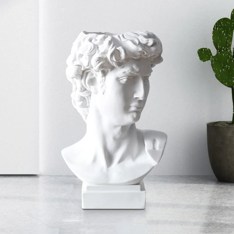 Hotsell Vintage Nordic Style Handicraft Ceramic David Status Flower Vase Luxury Dried Flower Home Living Room Decoration