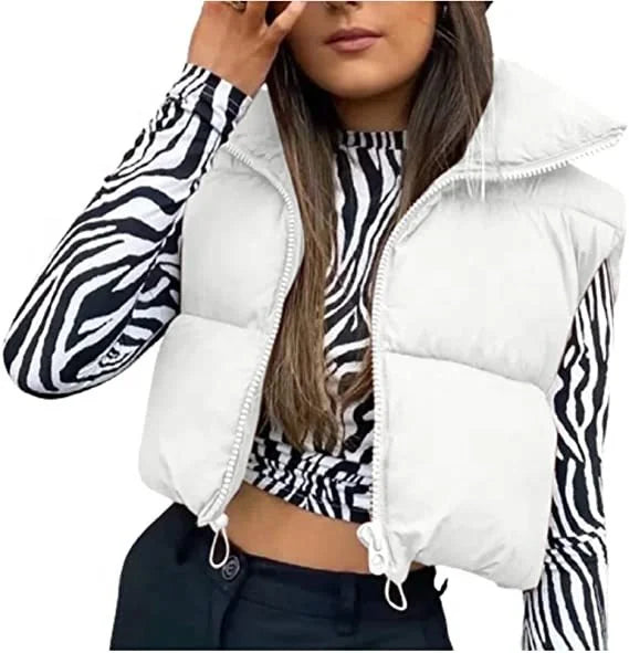 2022 Women's Summer Customizable Stand Collar Sleeveless Jacket Lightweight Polyester Puffer Vest Cotton Zipper Short Outer Wear
