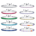 Fashion Jewellery Rose Gold Plated Lab Diamond Adjustable Brass Cz Blue Tennis Bracelet Women