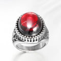 New Punk Gothic Retro Titanium Steel Casting Red Zircon Men's Ring