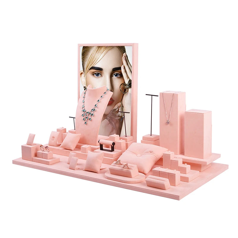 DOC Custom Jewelry Display Set Metal Ring Display Rack Necklace Bust Bracelet Holder Earring Stand