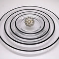 Northern Europe Style 6 9 10.5 12.5 Inches Golden Plated Eco-Friendly Plate Dish Clear Glass for Wedding Party