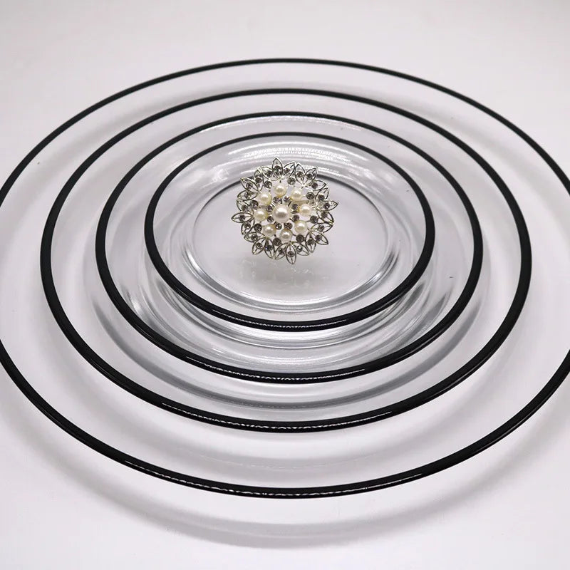 Northern Europe Style 6 9 10.5 12.5 Inches Golden Plated Eco-Friendly Plate Dish Clear Glass for Wedding Party