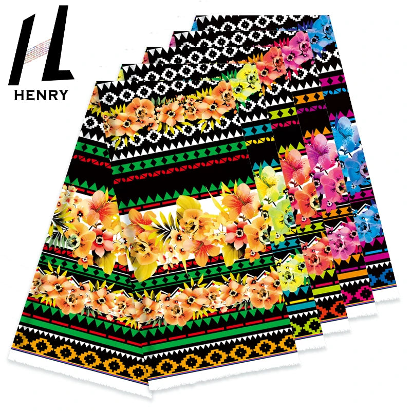 Henry Micronesia Chuuk Guam Marshall Fiji Mumu Muslim Abaya Digital Aloha Print 100% Polyester Cotton Fabric for Dress Skirt