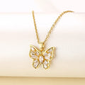 AA01268 Titanium Steel Butterfly Necklace Fashion Delicate Purple Zircon Necklace Super Flash Personality Clavicle Chain