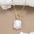 RINNTIN GPN45 Square Fresh Water Pearl Jewelry Rectangular Toggle Clasp Baroque Pearl Sterling Silver 925 Necklace MegaBDM