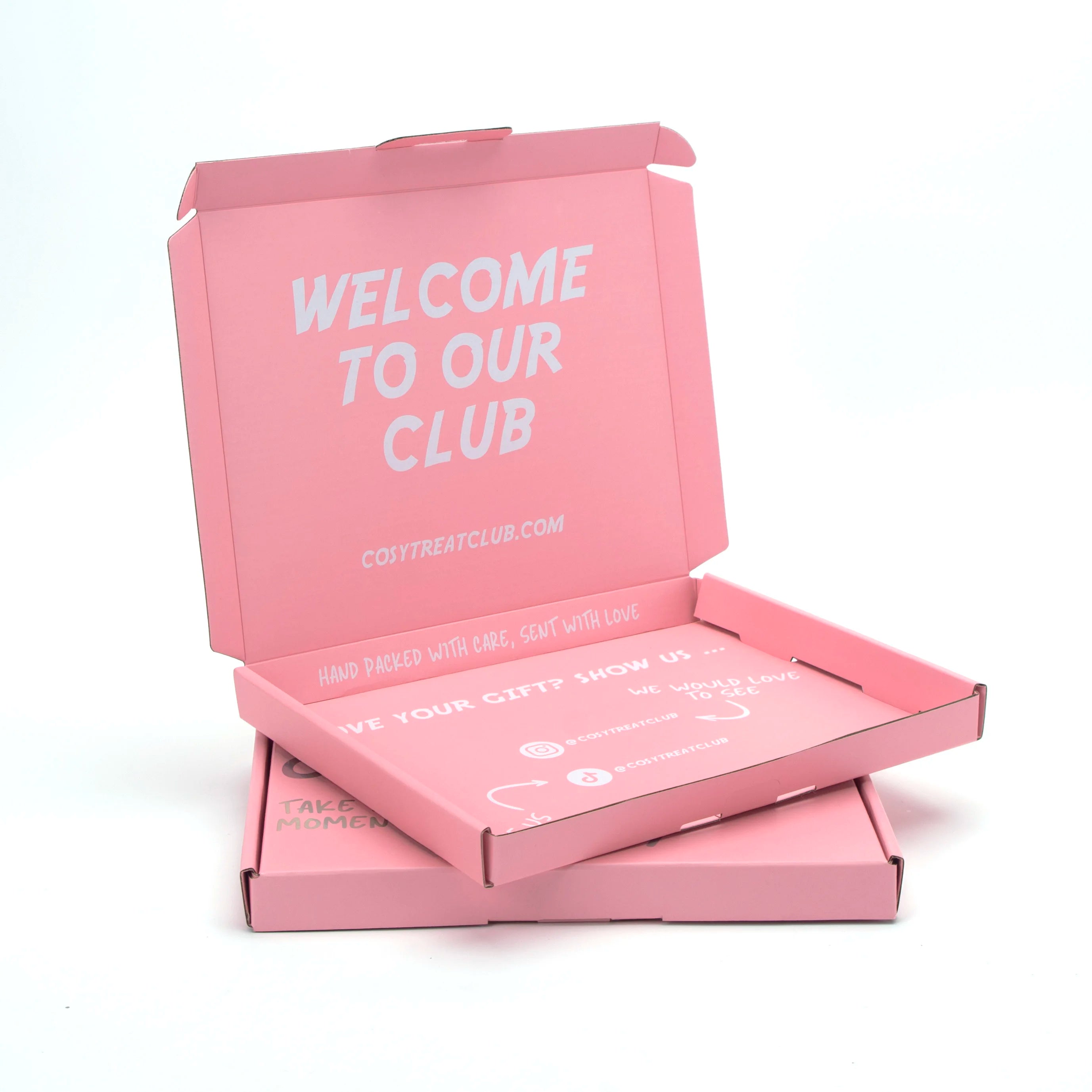 Shipping Box E Flute Postal Mailing Box Custom Logo Printing Pink Large Letter Corrugated Package Box