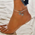 SC Trendy Elephant Anklet Bracelet Ankle Jewelry Bohemian Retro Silver Sunflower Elephant Pendant Beaded Anklets Women
