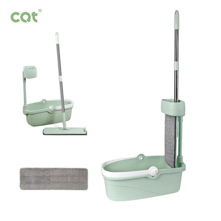 High Quality Industrial Style for Bucket Set Microfiber Telescopic Handle Icy White 2 Mopheads Rectangular Design Boxed