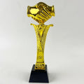 27cm Height Gold Resin Handshake Crystal Plaque Crystal Trophy Award MH-NJ0334