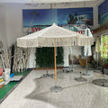 Wholesale 2m 2.5m 3m Large Luxury Beach Outdoor Macrame Crochet Parasols with Fringes Resort Home Decor Boho Patio Umbrellas