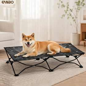 CanboPet Folding Elevated Large Dog Bed Cooling Steel Frame Pet Cot Portable Outdoor Camping Pet Bed
