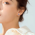 Fine Jewelry Earring Studs Blue White Zirconia Gemstone Rhodium Plating Real Silver Earring Studs for Girl