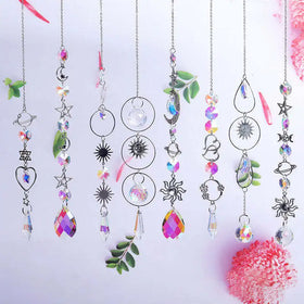 Crystal Wind Chime Moon Sun Catcher Diamond Prisms Pendant Dream Catcher Rainbow Chaser Hanging Drop Home Garden Decor Windchime