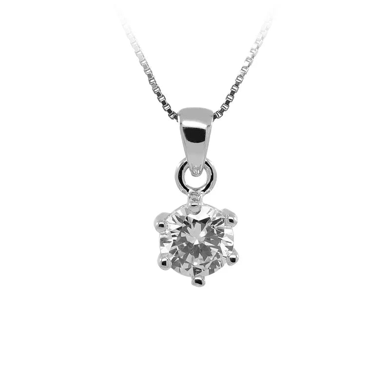 925 Silver Jewelry 7mm Cubic Zirconia Natural Color Stone Pendant Birthstone Charms Custom Pendant DIY for Women Girl