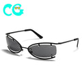 Personality Metal Cat Eye Sunglasses Female Personality Y2K Future Technology Sunglasses Men's Half Frame Sunglasses New 2022