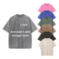 Unisex Vintage Acid Wash T-Shirt High Quality 100% Cotton Customizable Drop Shoulder Oversized Design Plain Style for Men