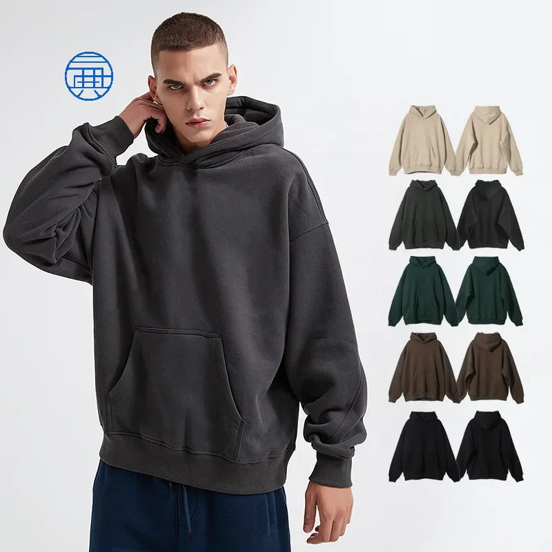 OEM Custom Polar Fleece Hoodies Unisex Blank Sweatshirt Men's Cotton Oversized No Strings Hoodie