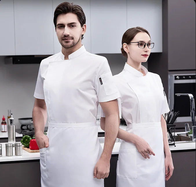 Custom Embroidery logo Hotel Wear White Chef Clothes Unisex Chef Uniform Suit Cook Costume Kitchen Restaurant Staff Chef Coat