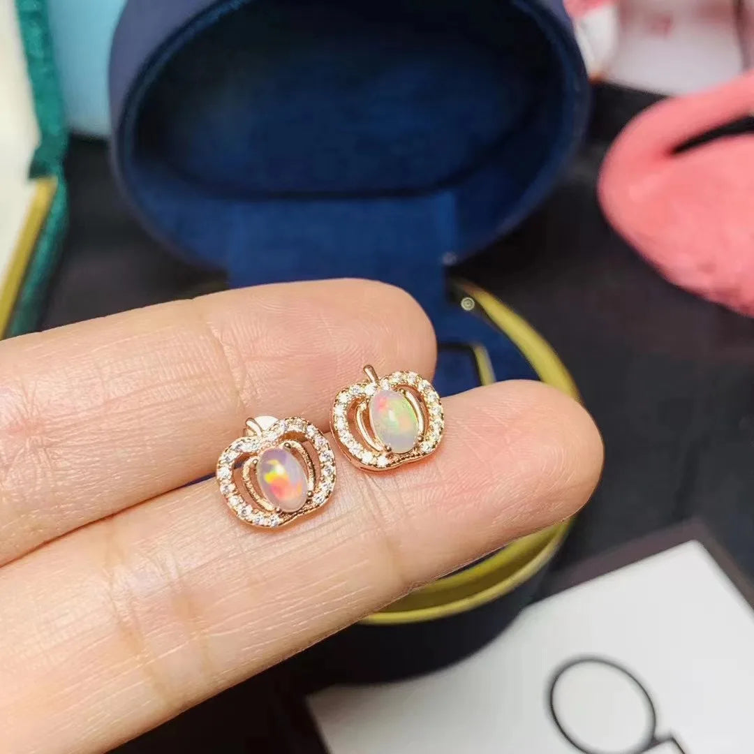 Wholesale Factory Supply 925 Silver Natural Opal Flower Heart Bulk Earrings Gold Plated for Party Occasions for Gifts