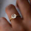 Jovovasmile 1 Carat Round Shape Rose Cutting 18K Yellow Gold Moissanite Wedding Ring for Woman Engagement