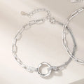 925 Silver Mobius Simple and Minimalist Interlocking l Bracelet Double Rings Pure Silver Couple's Bracelet