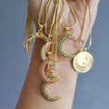 NZ1179 New Gold Plated Diamond Jewelry Chic Cubic Zirconia CZ Micro Pave Crescent Moon Pendant Chain Necklace