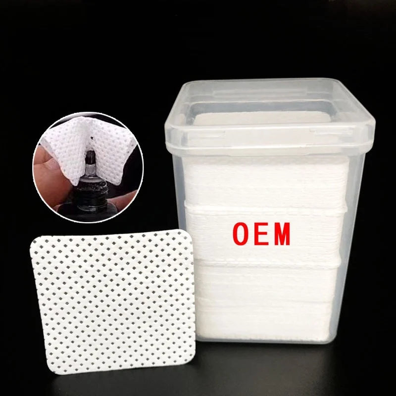 Custom Logo White Pink Glue Wipes Pad Eyelash Extensions Glue Wipes Remove Cotton Pad Nozzle Wipes 200pcs