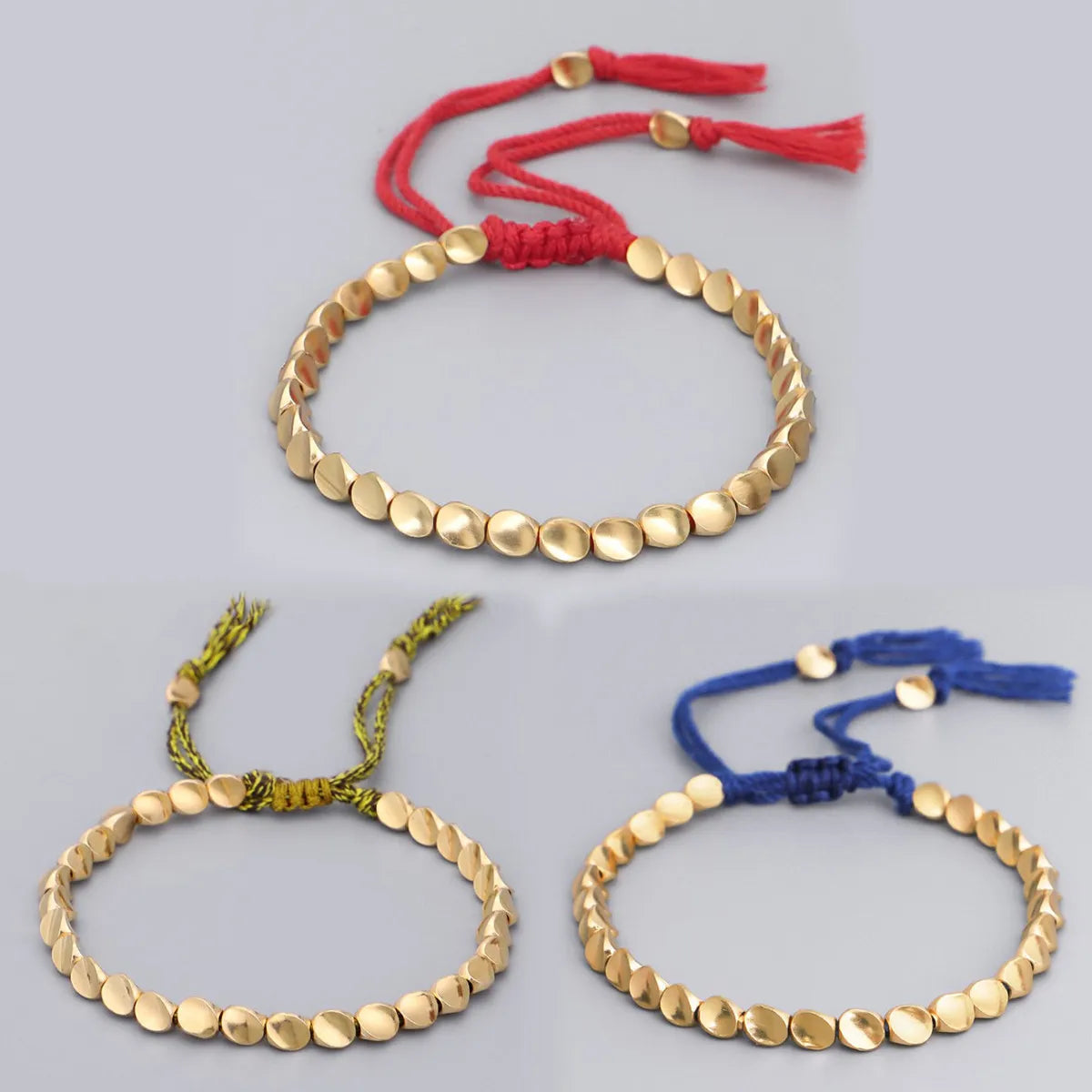 Tibetan Buddhist Handmade Copper Beads Bracelet Bangle Lucky Red Rope Women Men Jewelry Gift