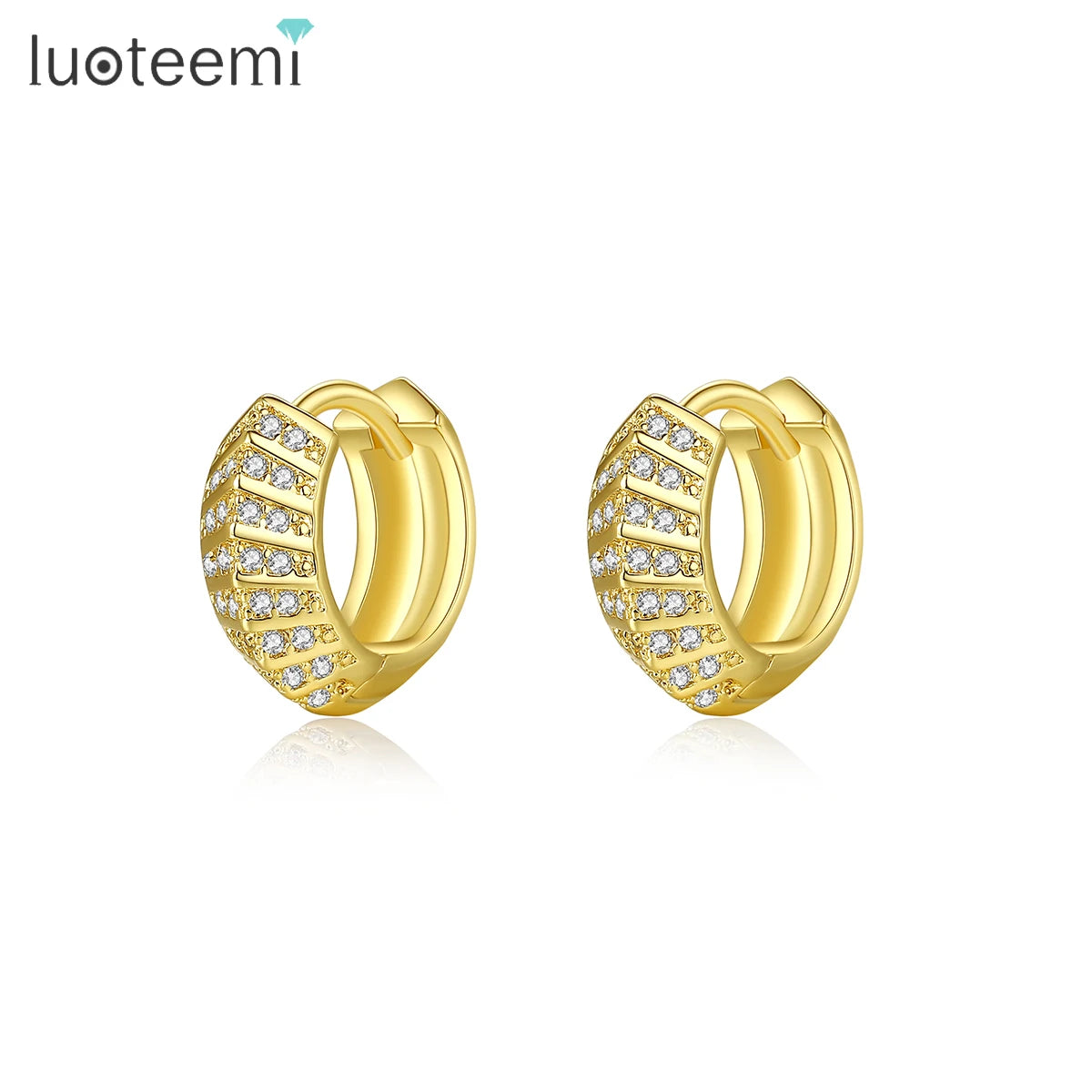 LUOTEEMI Woman Vendor Diamond Golden Hip Hop Chunky Japan 90S Man Dangle Cubic Iced Out Hoop Earring