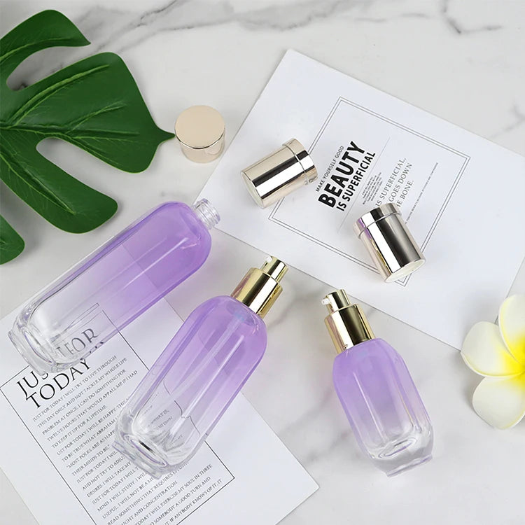 Rose Pink Frosted Toner Spray Bottle 50ml Glass Serum Cream Jar 30g 120ml Cosmetic Glass Bottle Set  Lotion Pump Bottle Glass