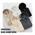 Luluxixiyaya 600GSM Heavy Weight Warm Winter Feel Hot Velvet Inside Zip up Cardigan Coat Custom Logo Men Hoodie