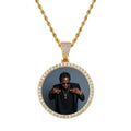 Custom Gold Plated Brass Hip Hop Picture Necklace Cubic Zirconia & Memory Medallion with Circle Chain Unique Personalized Design MegaBDM